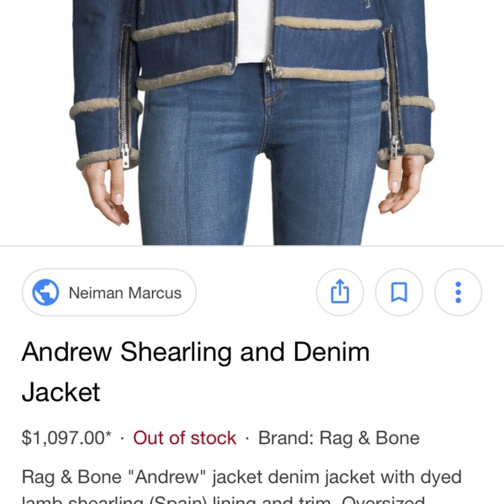 Rag and Bone Denim Shearling Jacket Size Medium - Picture 1 of 6